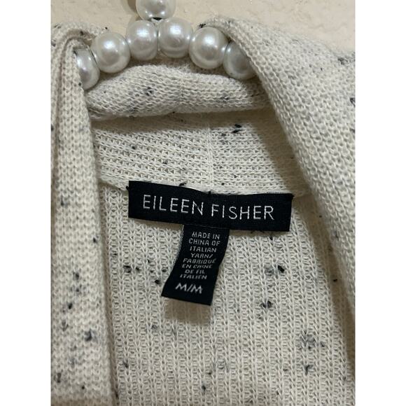 Eileen Fisher Size Medium Cardigan Organic Cotton Speckled Italian Yarn Sweater - Picture 3 of 11